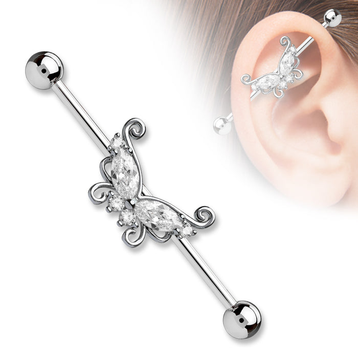 Butterfly CZ Industrial Barbell
