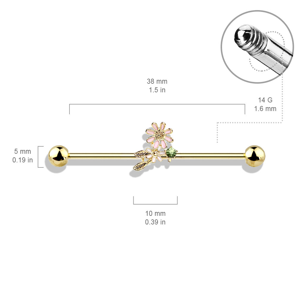 Flowers & Leaves Industrial Barbell size chart