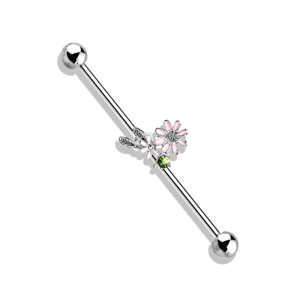Flowers & Leaves Industrial Barbell