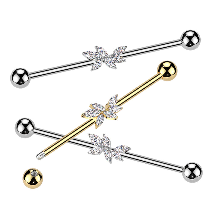 Marquise CZ Vine Industrial Barbell