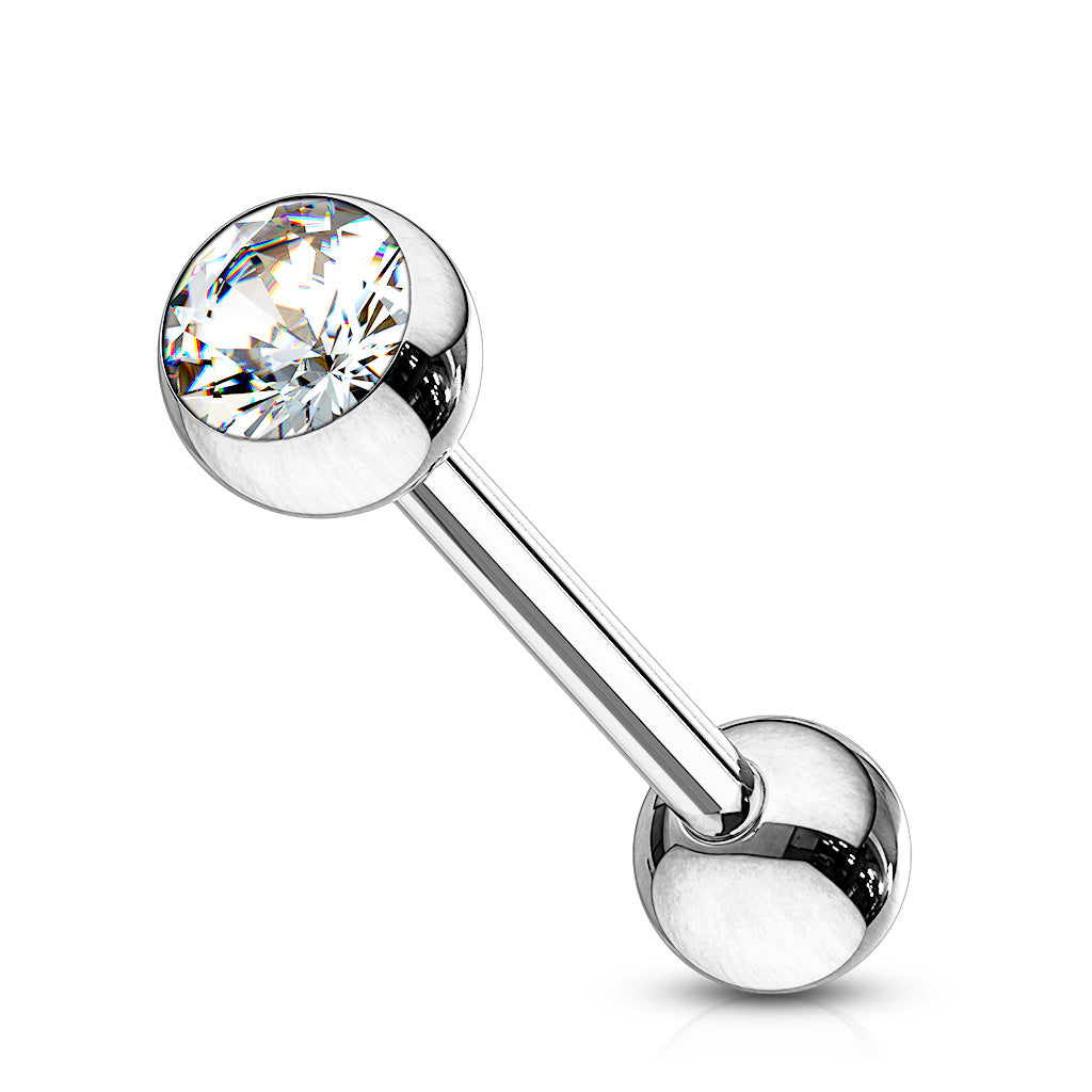 Press Fit Gem Set Ball 316L Surgical Steel Barbell - Clear