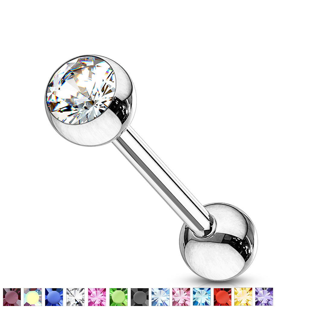 Press Fit Gem Set Ball 316L Surgical Steel Barbell - all colors
