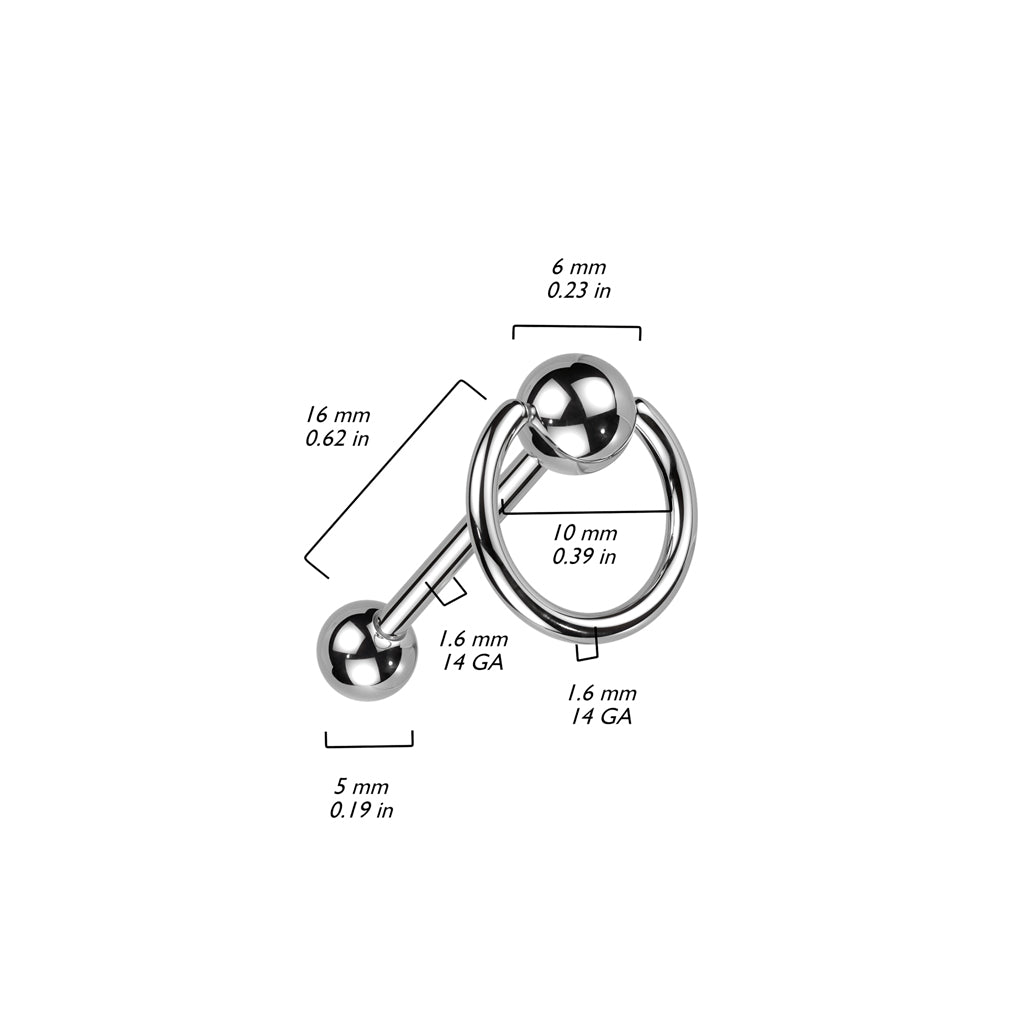 Slave Ring Tongue Barbell size chart