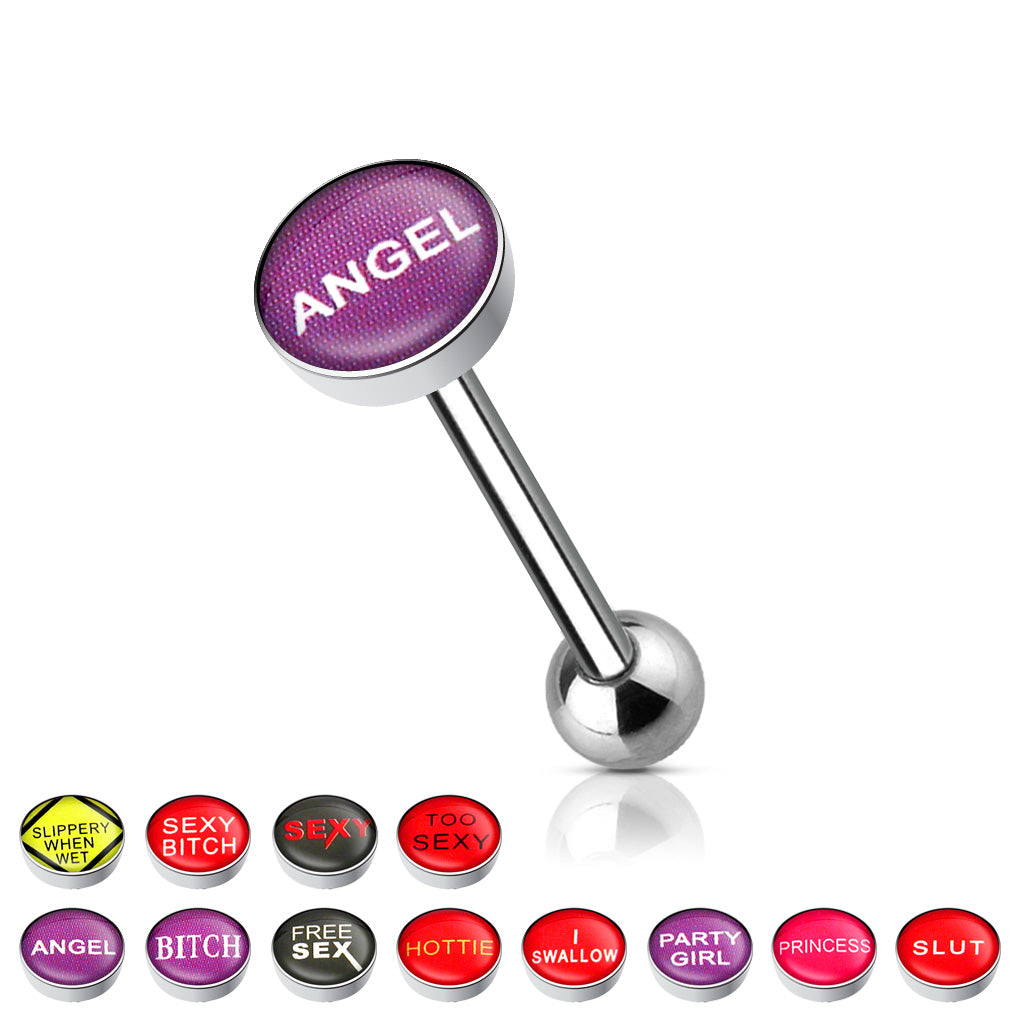 Word Inlaid Tongue Ring - all colors