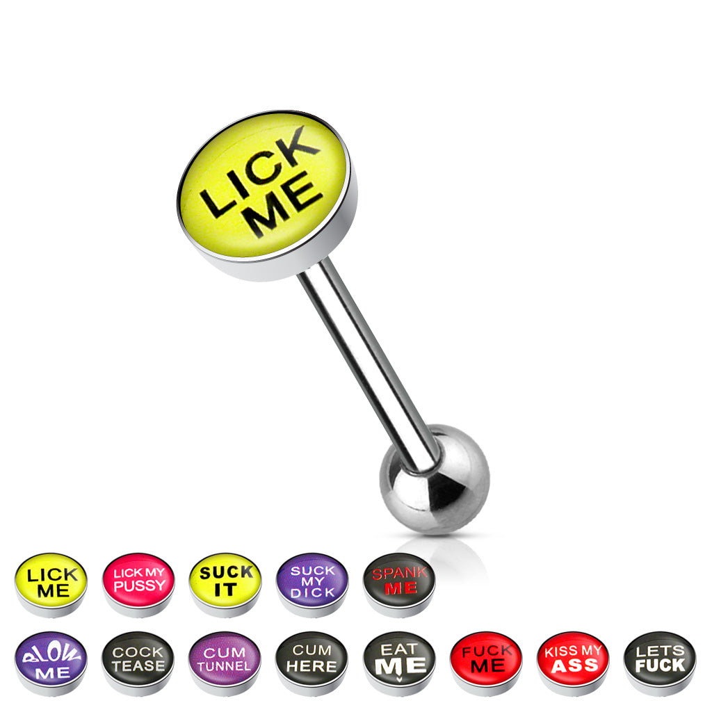 Word Inlaid Tongue Ring - all colors