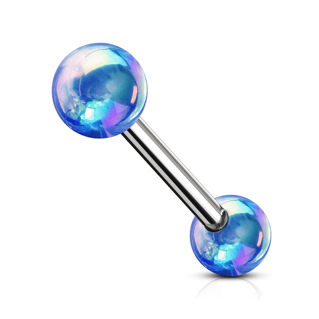 Metallic AB Coating Balls Over 316L Surgical Steel Barbells - Blue