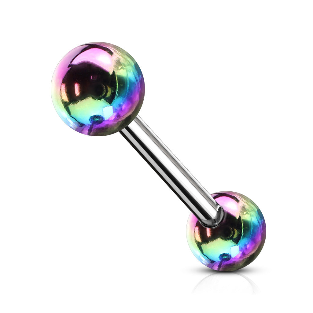Metallic AB Coating Balls Over 316L Surgical Steel Barbells - Rainbow