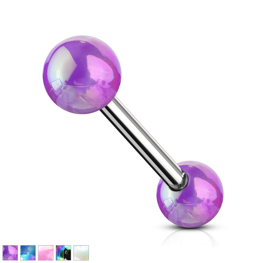 Metallic AB Coating Balls Over 316L Surgical Steel Barbells - all colors