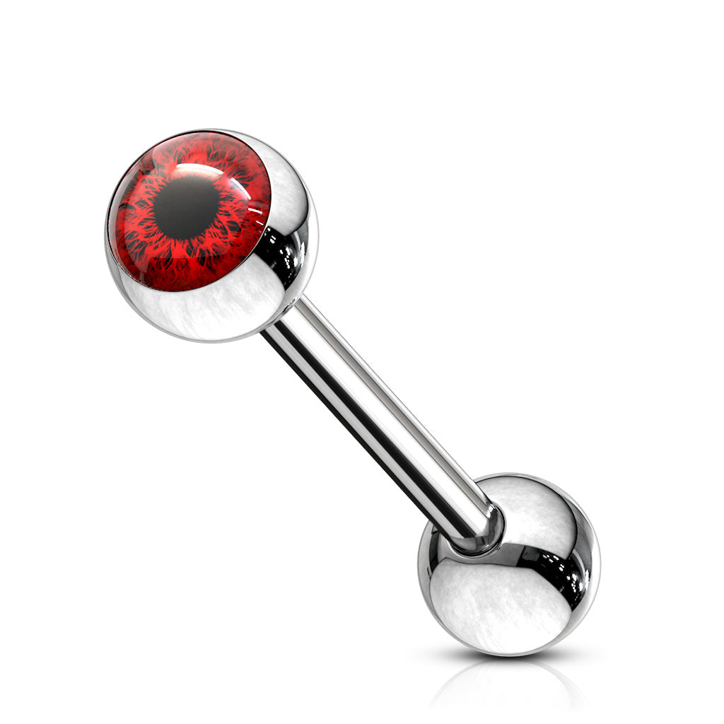 Eyeball Inlaid 316L Surgical Steel Barbell Tongue Rings - Red