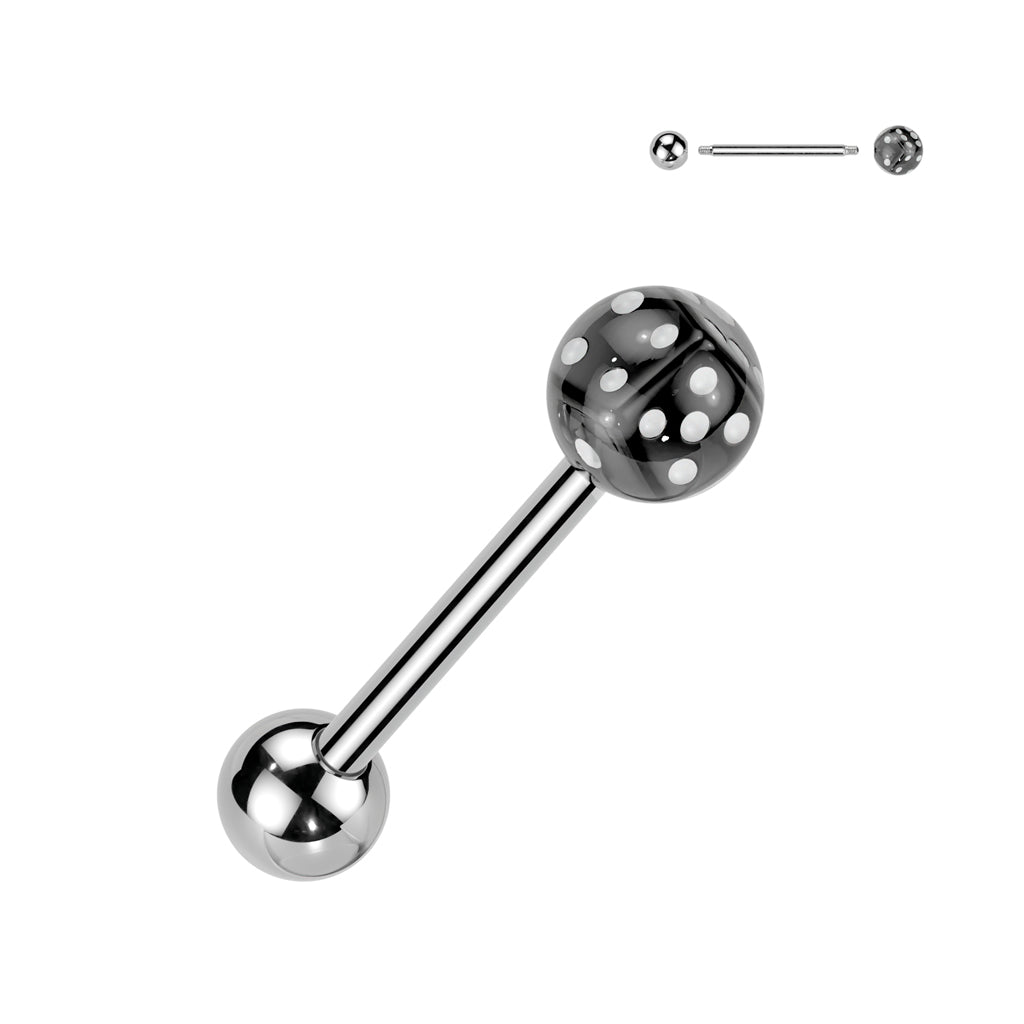 Dice Inside Bubble Ball Assorted Color 316L Surgical Steel Barbell - Black