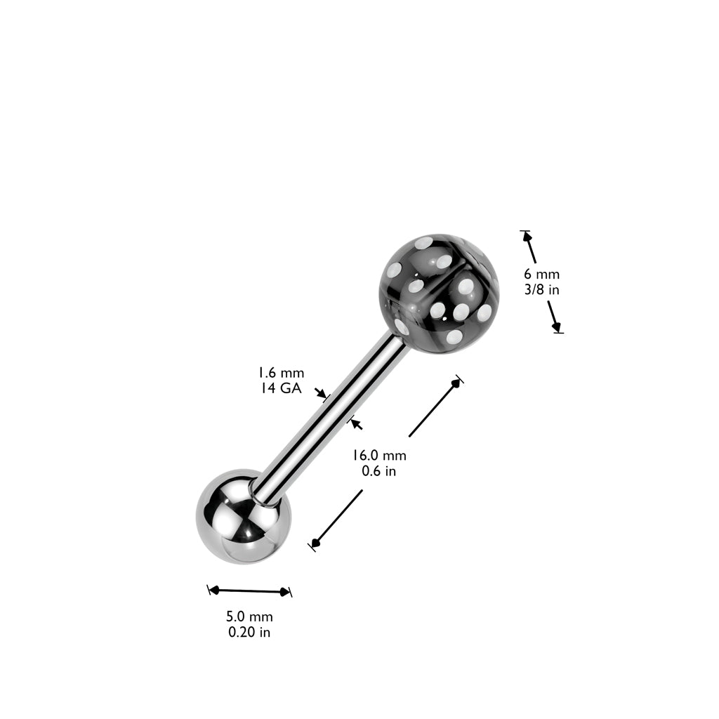 Dice Inside Bubble Ball Assorted Color 316L Surgical Steel Barbell size chart