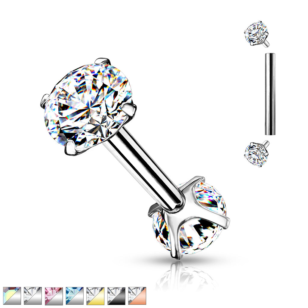 Prong Set CZ Industrial Barbell