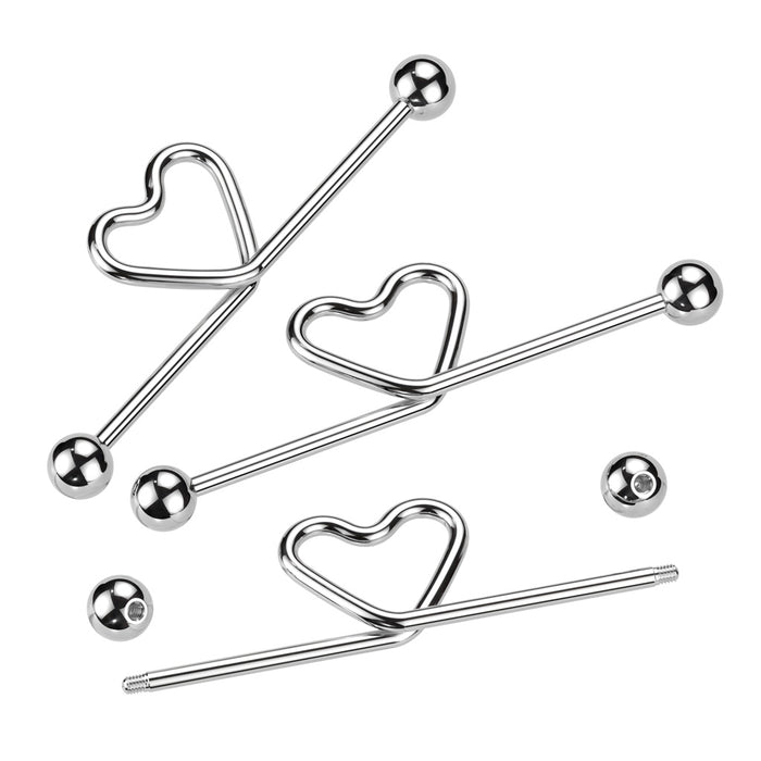 Heart Loop 316L Surgical Steel Industrial Barbell