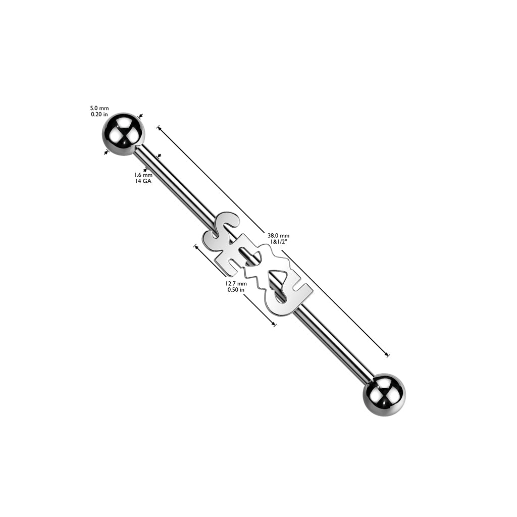 "Sexy" Industrial Barbell 316L Surgical Steel size chart