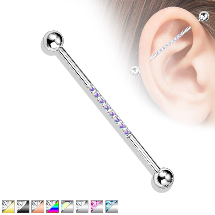 Set-Lined CZ Industrial Barbell