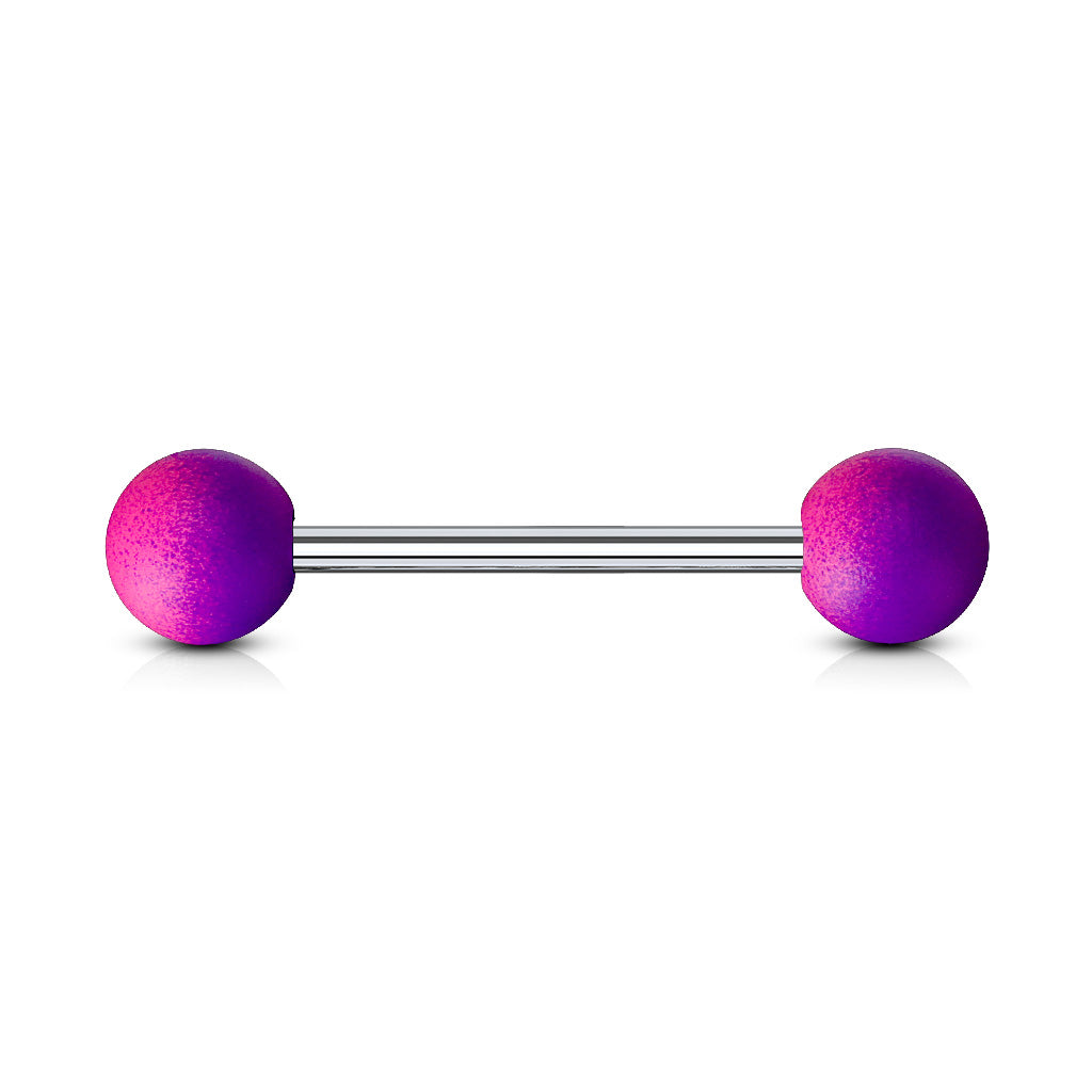 Two Tone Rubber Coating 316L Surgical Steel Barbells - Purple/Pink