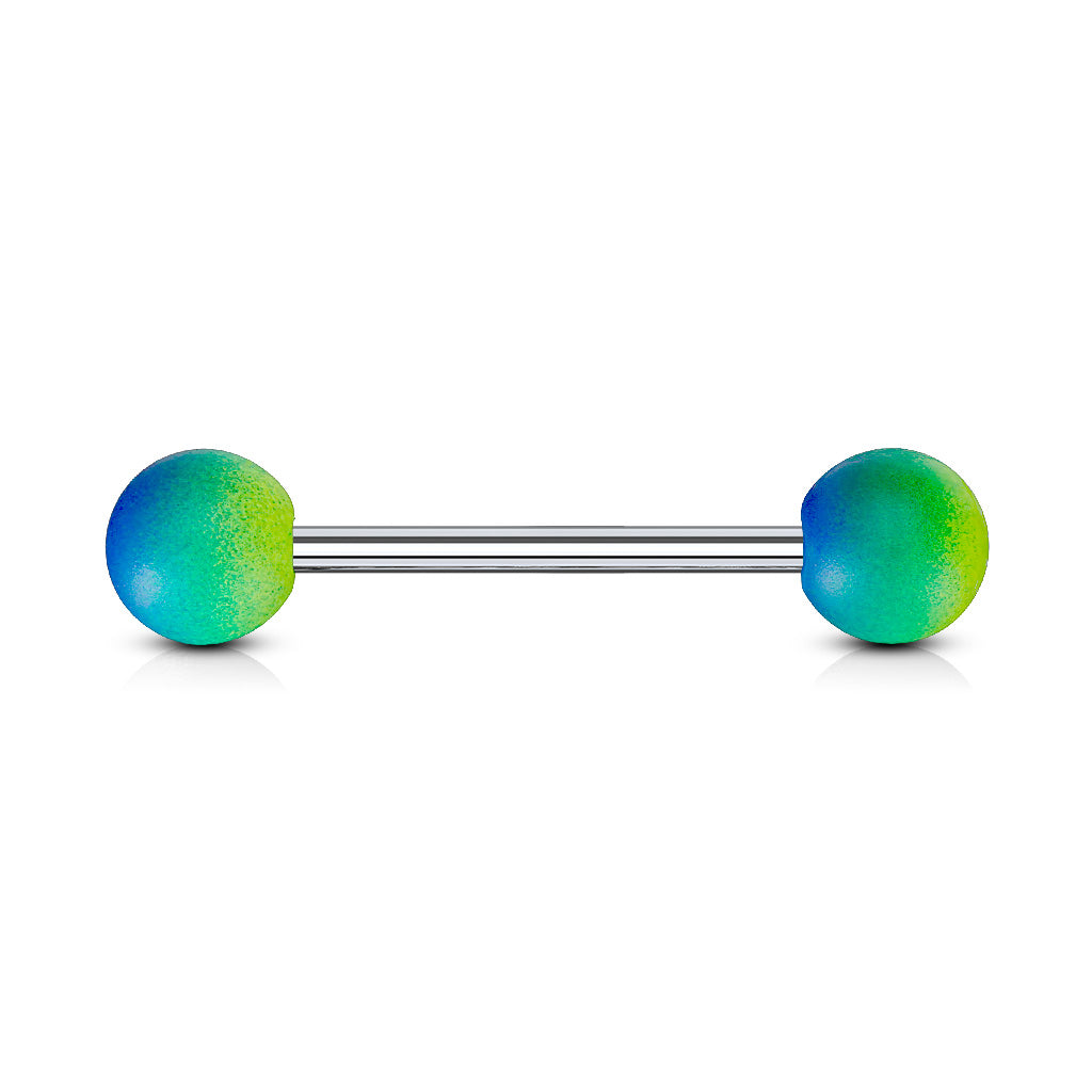 Two Tone Rubber Coating 316L Surgical Steel Barbells - Blue/Green