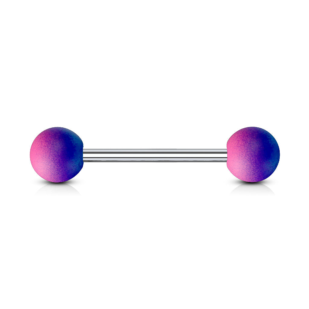 Two Tone Rubber Coating 316L Surgical Steel Barbells - Blue/Pink