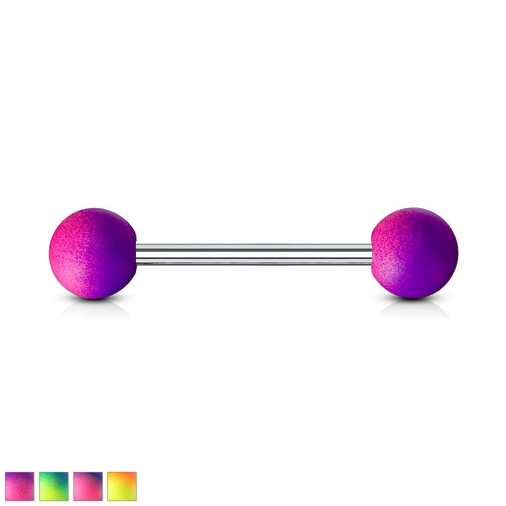 Two Tone Rubber Coating 316L Surgical Steel Barbells - all colors