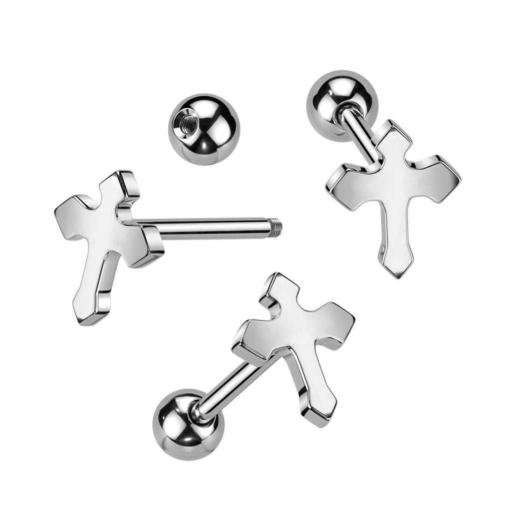 Gothic Cross Top 316L Surgical Steel Barbell - all colors