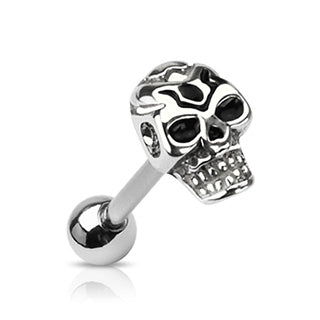 Casted Death Skull Top 316L Surgical Steel Barbell