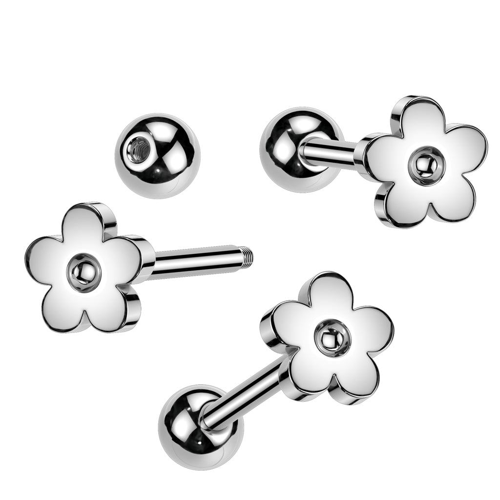 Flower Stainless Steel Top 316L Surgical Steel Barbell - all colors