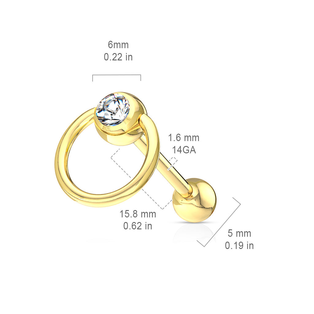 Clear CZ Door Knocker Tongue Barbell size chart