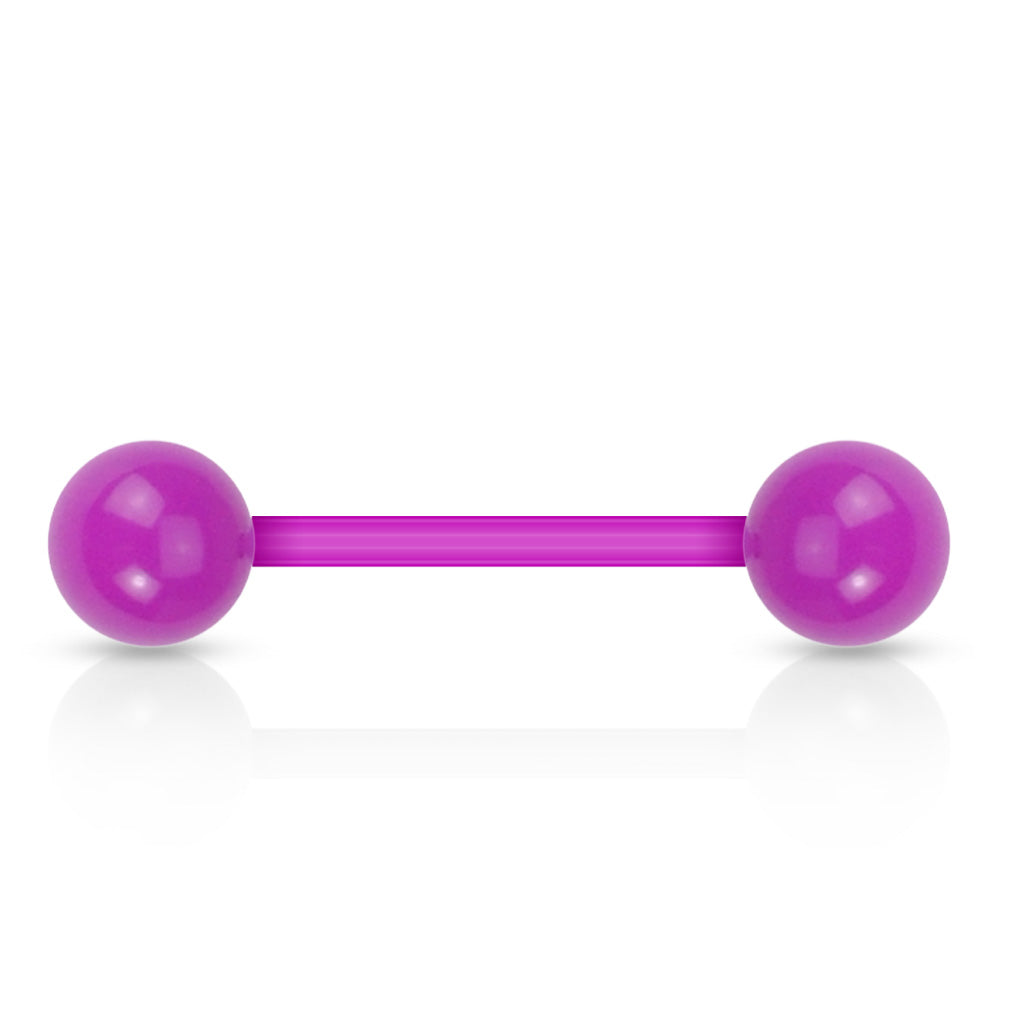 Solid UV Acrylic Bioflex Tongue Barbell - Purple