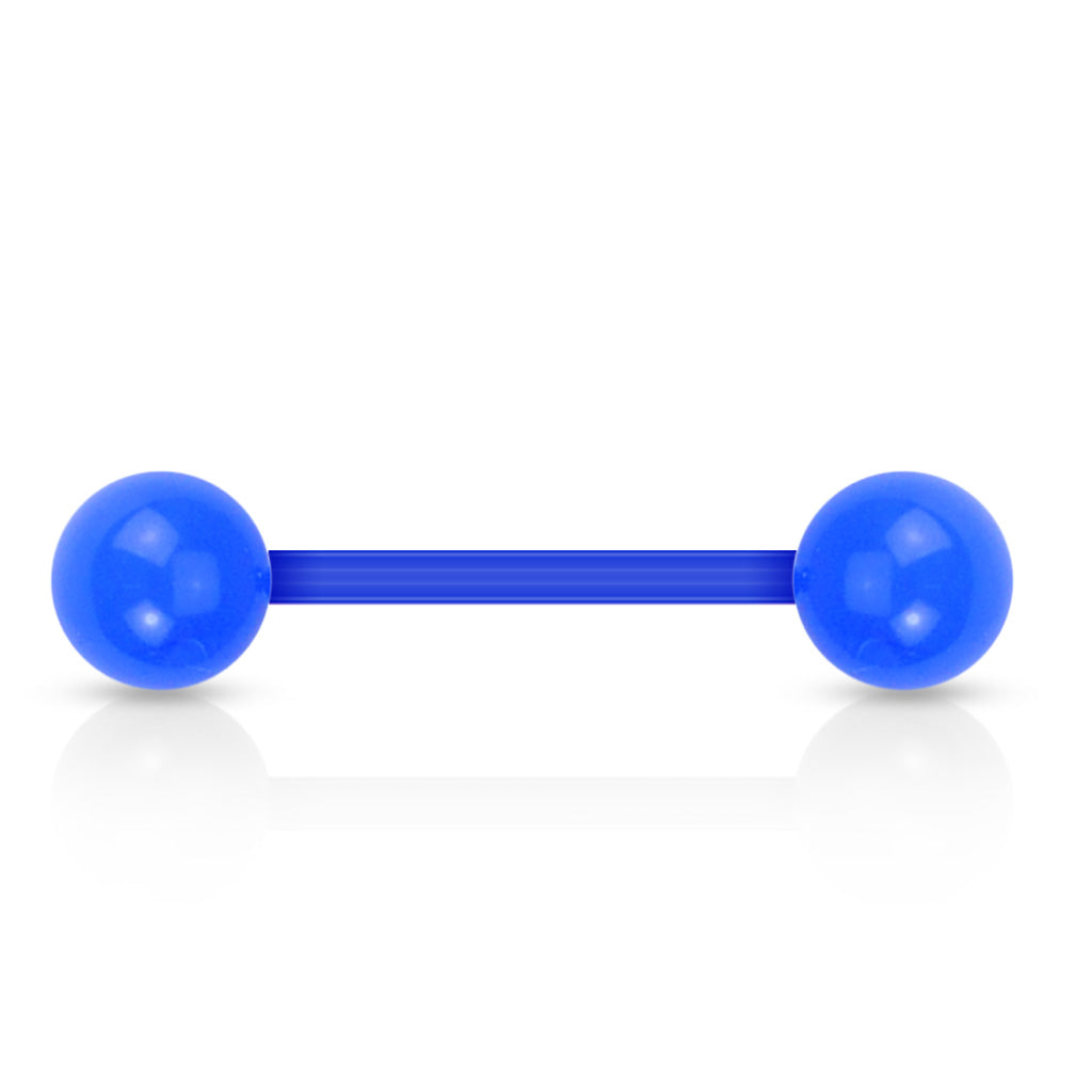 Solid UV Acrylic Bioflex Tongue Barbell - Blue