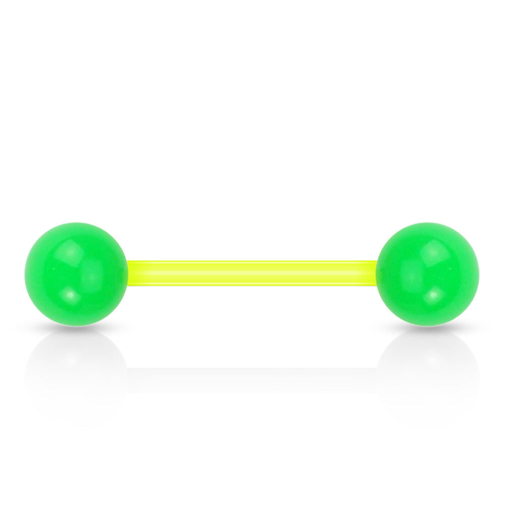 Solid UV Acrylic Bioflex Tongue Barbell - Green