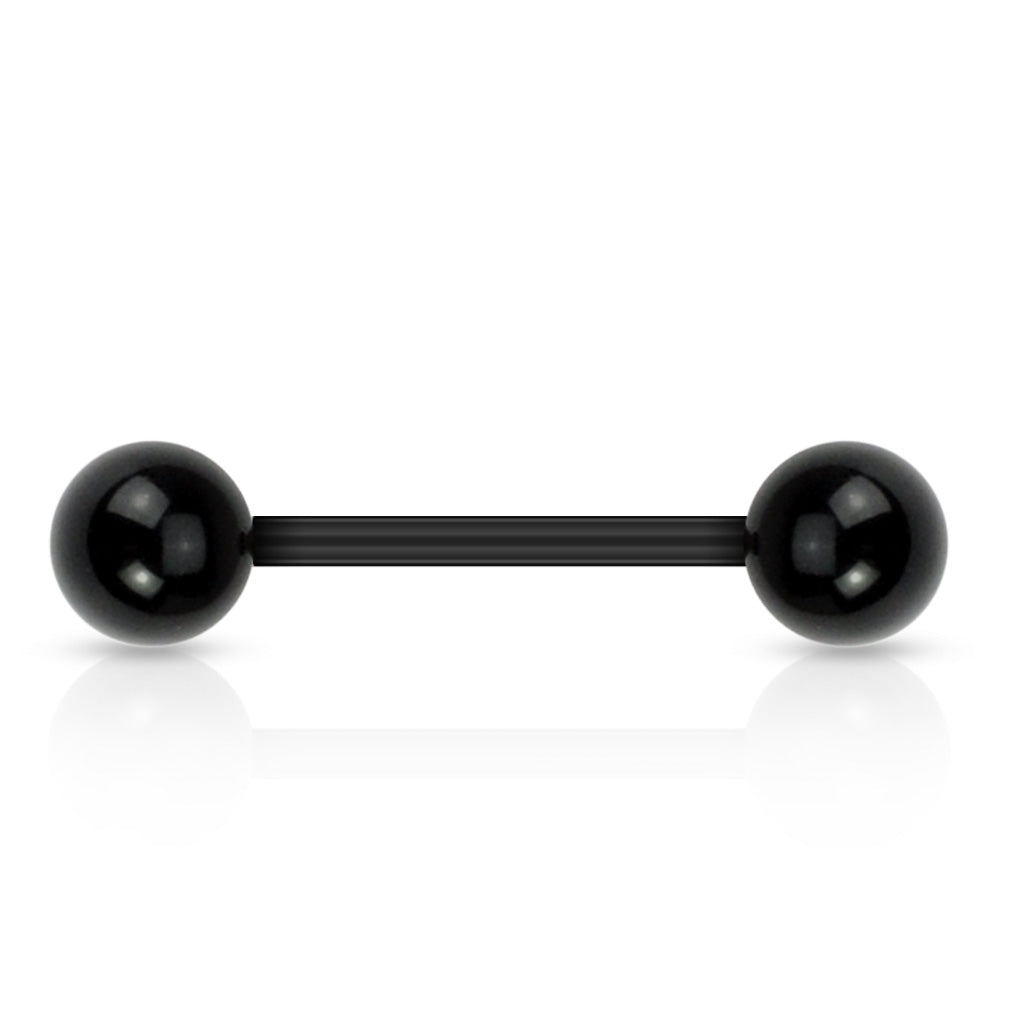Solid UV Acrylic Bioflex Tongue Barbell - Black