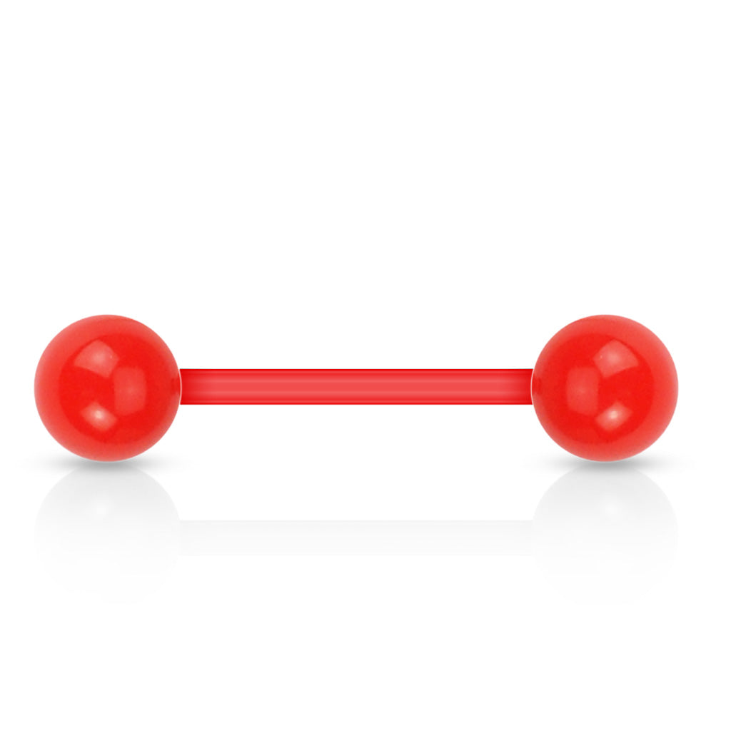 Solid UV Acrylic Bioflex Tongue Barbell - Red