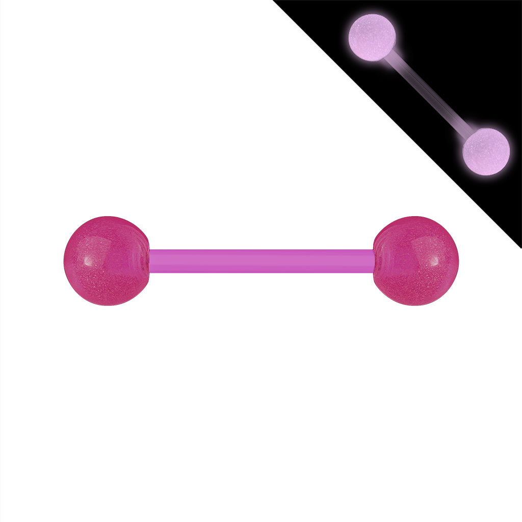 Glow-in-the-Dark Bioflex Tongue Barbell - Purple