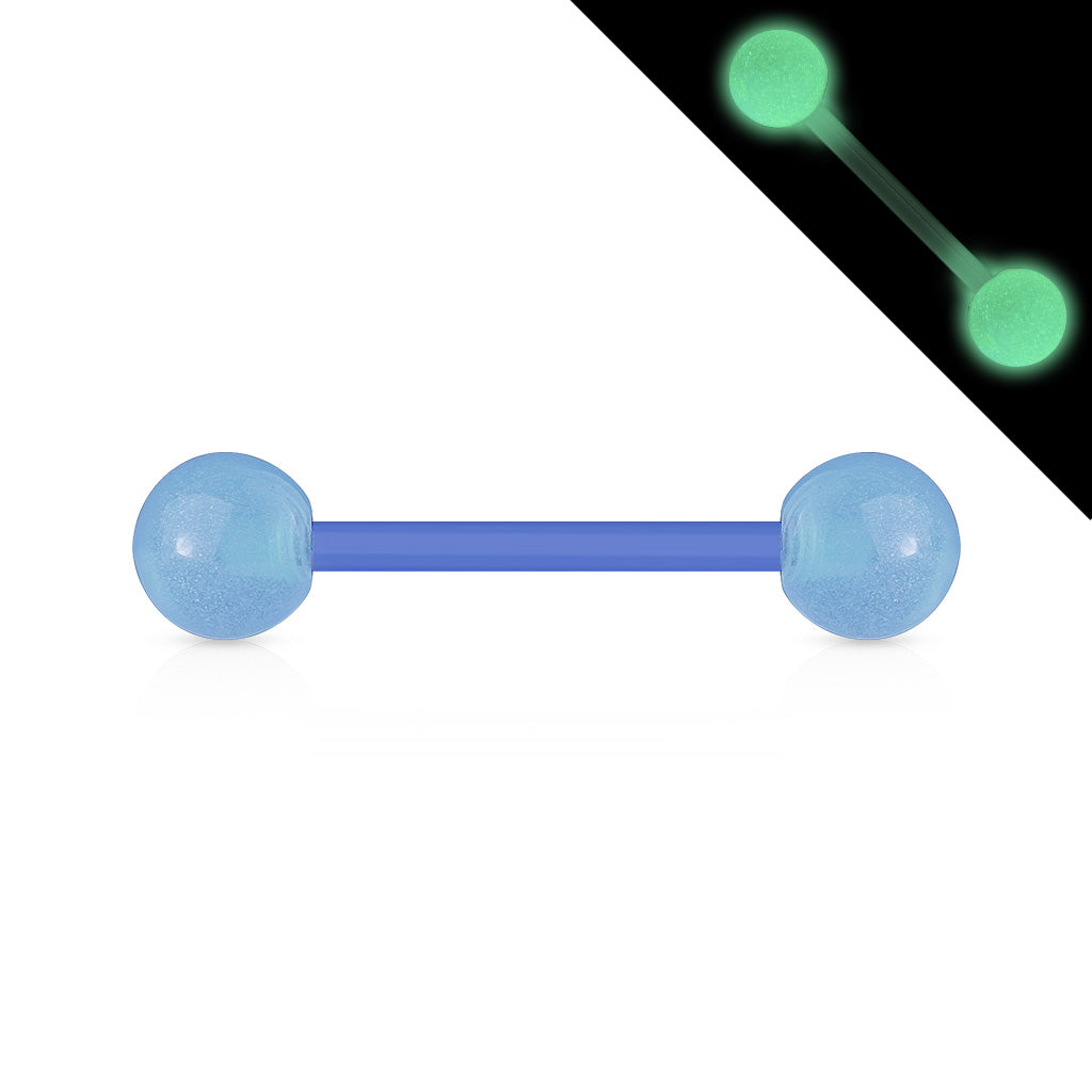 Glow-in-the-Dark Bioflex Tongue Barbell - Blue