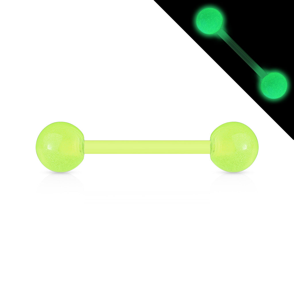 Glow-in-the-Dark Bioflex Tongue Barbell - Green