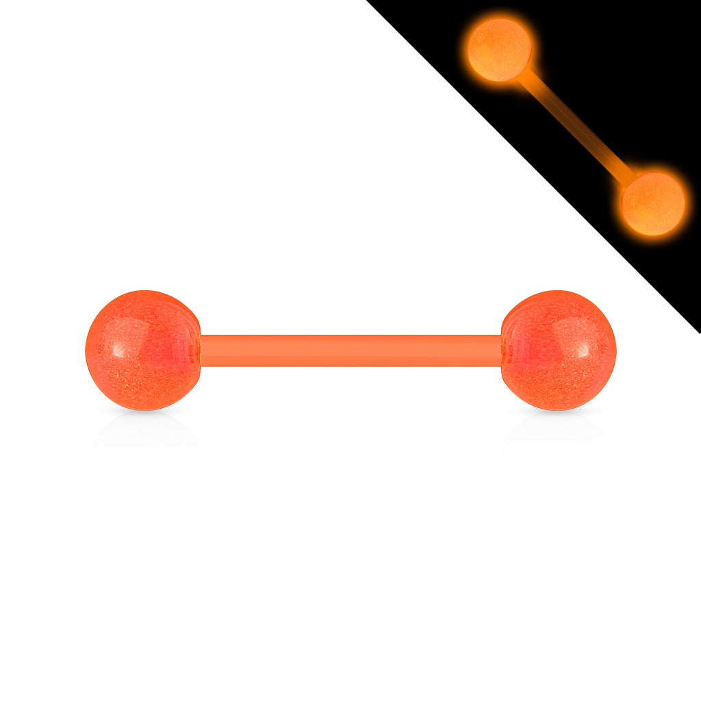 Glow-in-the-Dark Bioflex Tongue Barbell - Orange