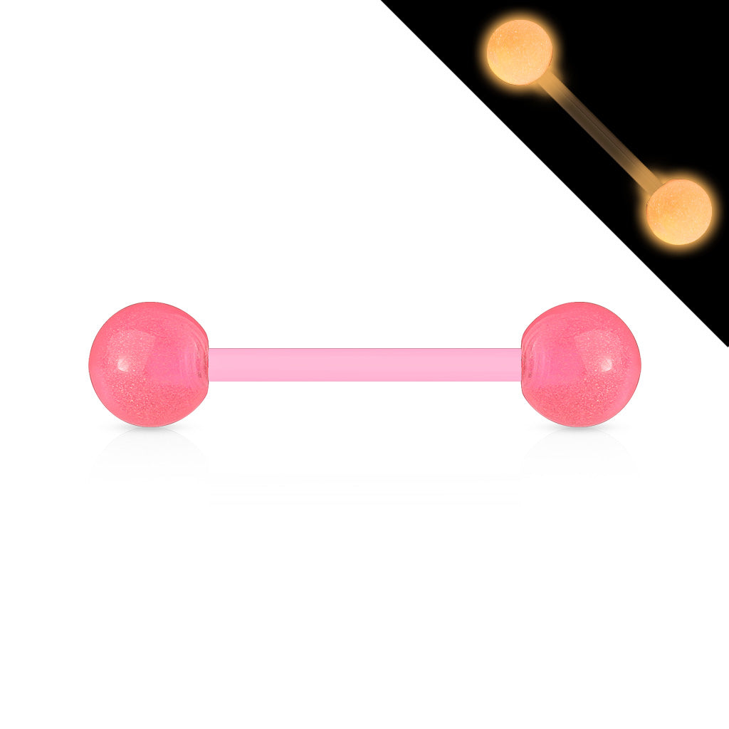 Glow-in-the-Dark Bioflex Tongue Barbell - Pink