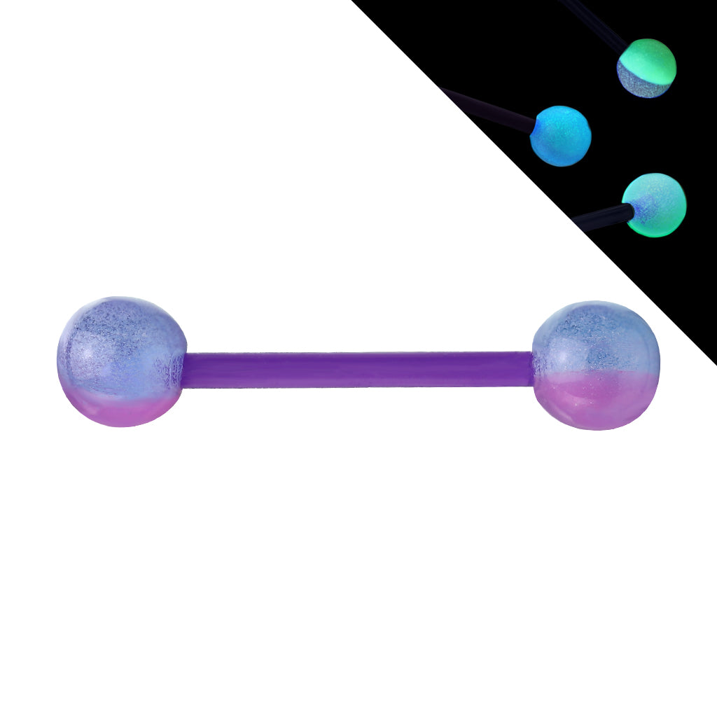 2-Color Glow In The Dark Ball Acrylic Flexible Barbell - Purple/Blue
