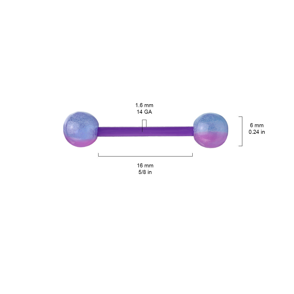 2-Color Glow In The Dark Ball Acrylic Flexible Barbell size chart