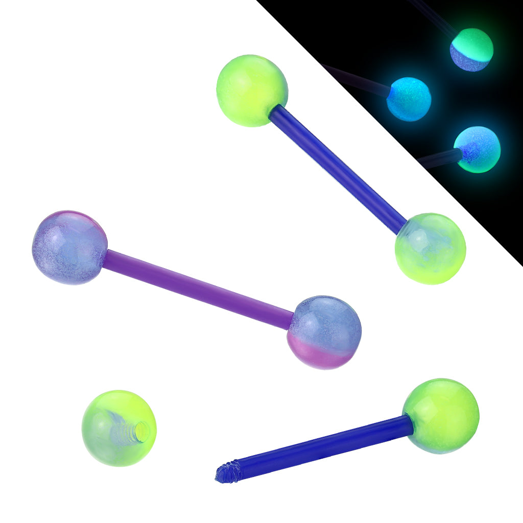2-Color Glow In The Dark Ball Acrylic Flexible Barbell - all colors