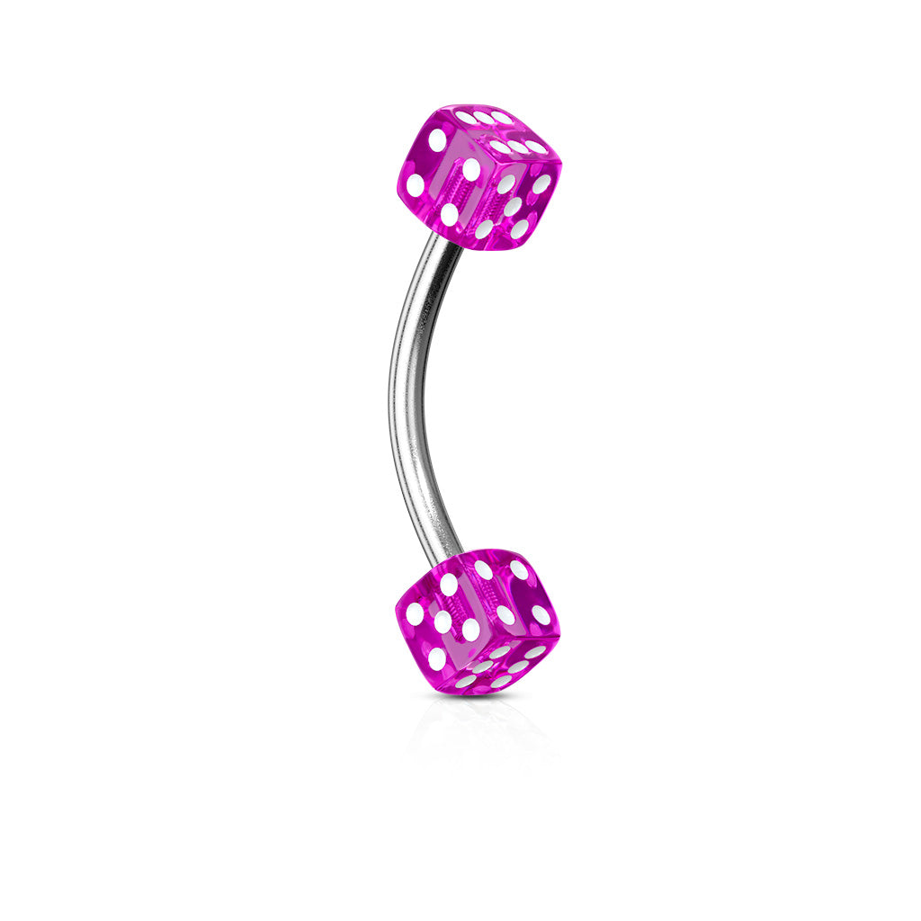 Acrylic Dices 316L Surgical Steel Eyebrow Curve - Purple