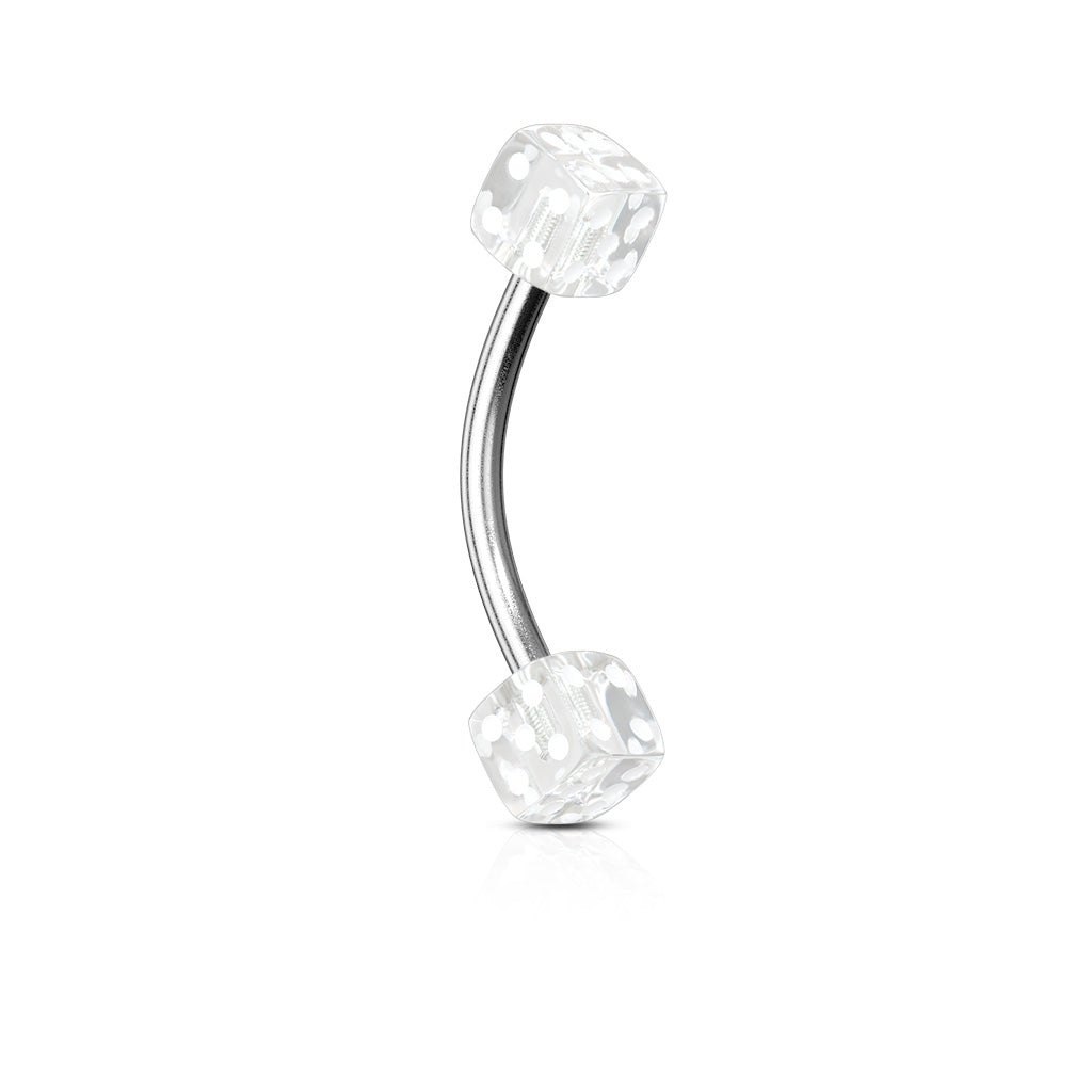 Acrylic Dices 316L Surgical Steel Eyebrow Curve - Clear