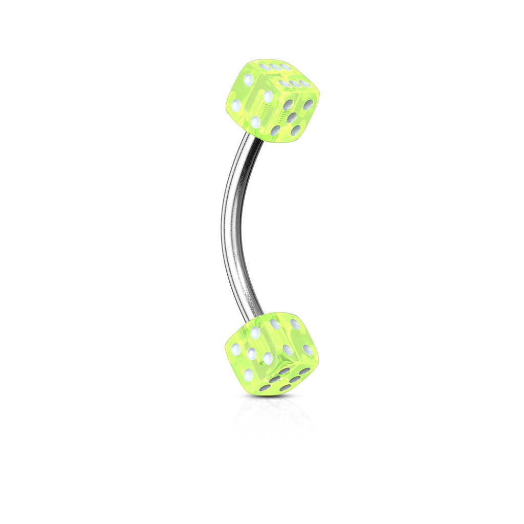 Acrylic Dices 316L Surgical Steel Eyebrow Curve - Green
