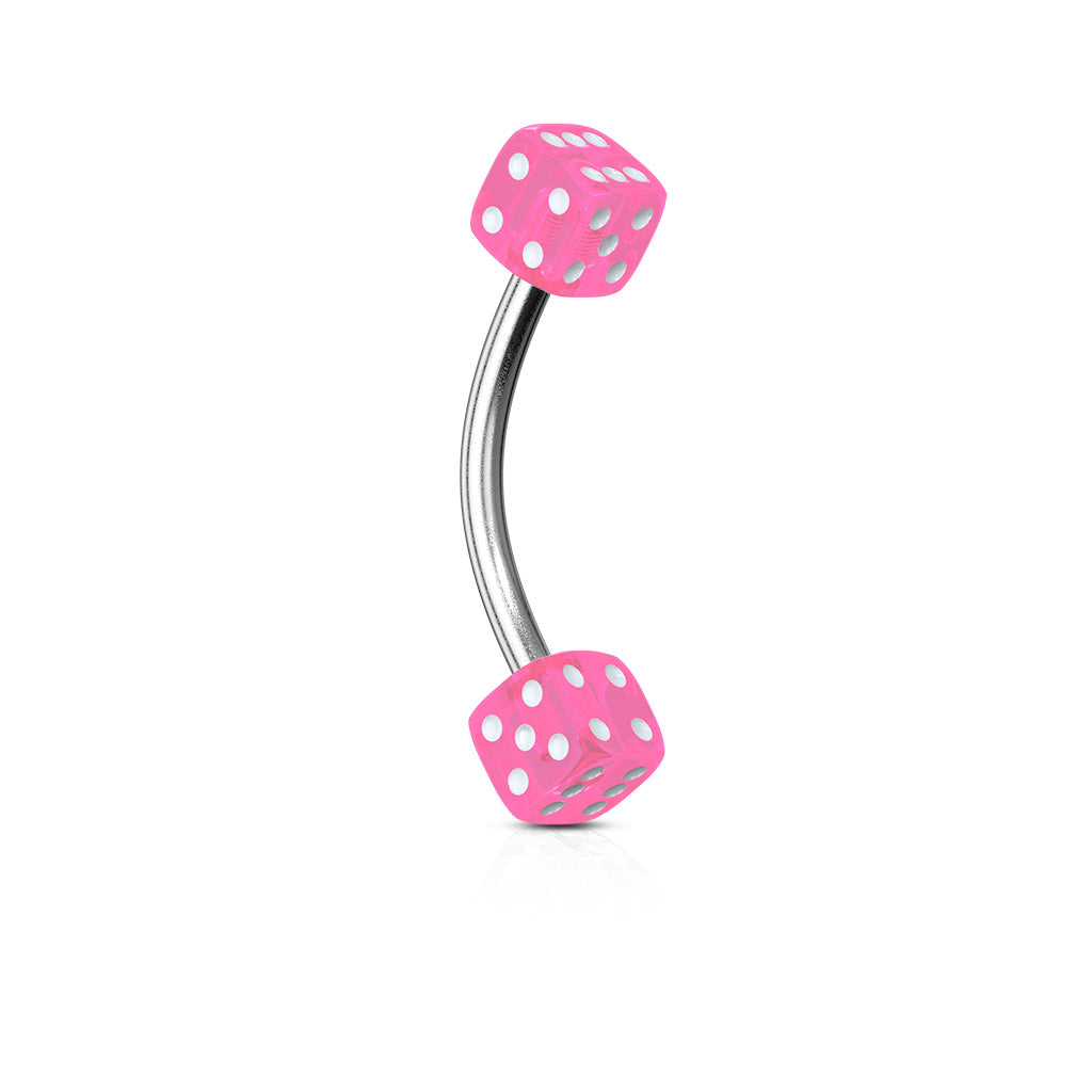 Acrylic Dices 316L Surgical Steel Eyebrow Curve - Pink
