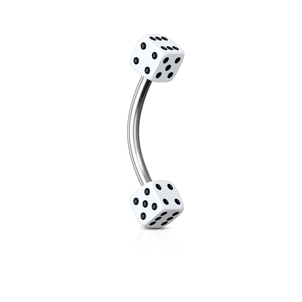 Acrylic Dices 316L Surgical Steel Eyebrow Curve - White
