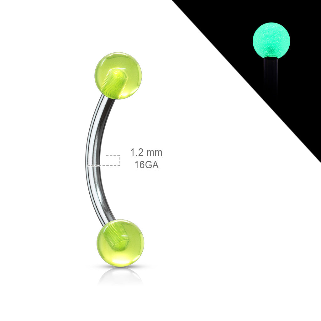 Acrylic Glow in the Dark Balls 16 GA 316L Surgical Stainless Steel Eyebrow Ring size chart