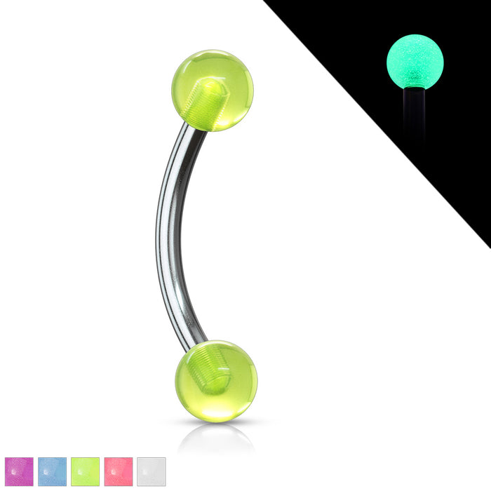 Glow in the Dark Acrylic Ball 16G 316L Surgical Steel Eyebrow Ring