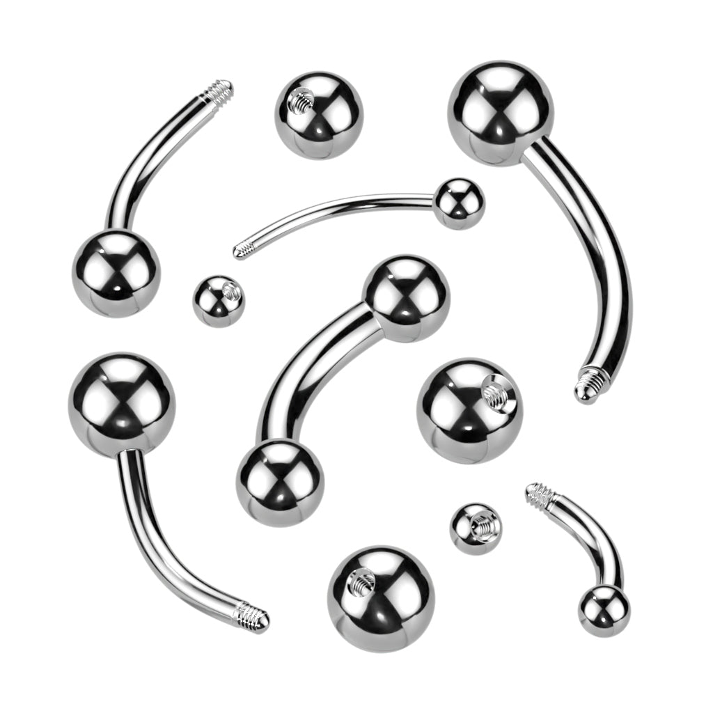 316L Surgical Steel Curved Barbell Ball - all colors