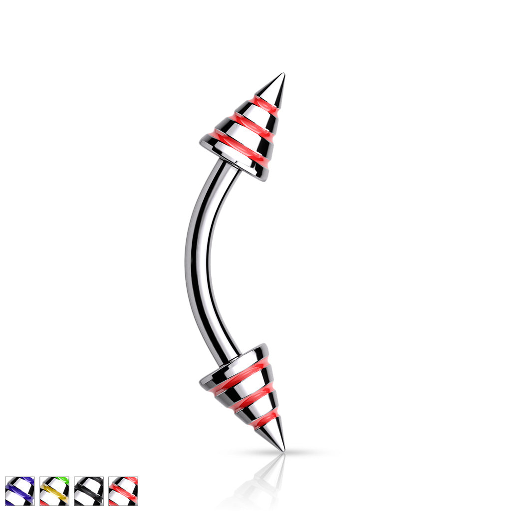 Striped Spikes 316L Surgical Steel Curve Barbells - all colors