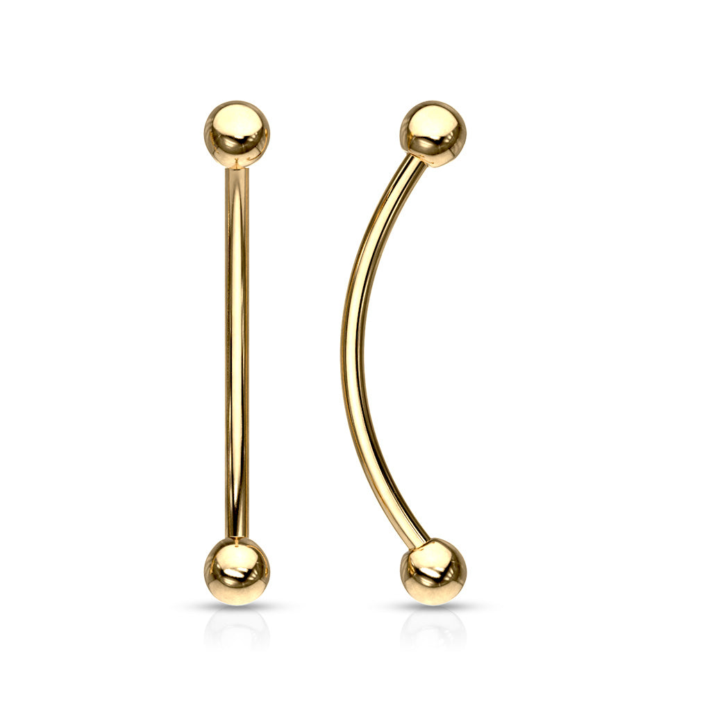 Acrylic Glow In The Dark Balls 16 Ga Eyebrow Ring - Gold
